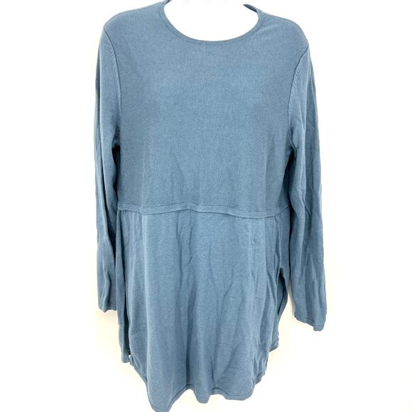 J. Jill Grace French Blue Wool Blend Side Slit Tunic Sweater Size M - Picture 10 of 10